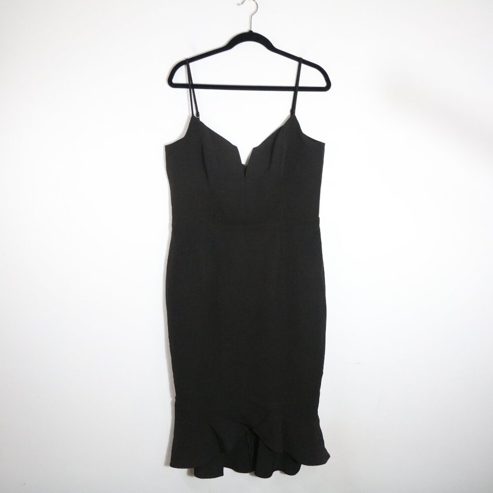Bardot Kristen Peplum Dress 10 Large Black Cocktail Party Bodycon Sleek Ruffle - Picture 6 of 6